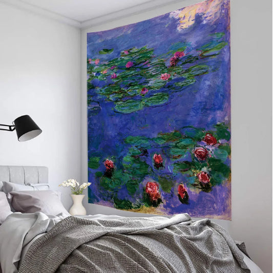 Monet oil painting tapestry wall hanging Bohemian abstract art hippie minimalist aesthetics room living room home decoration