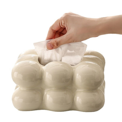 Cotton Candy Ceramics Tissue Box Light Luxury Living Room Decor High-end Dining Table Tissue Box