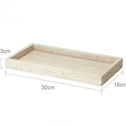 Solid Travertine Marble Bathroom Accessories – Natural Beige Stone Soap Dispenser, Tissue Box, Toilet Brush Holder, Soap Dish, Reed Diffuser & Vanity Tray