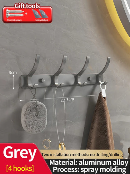 Modern Aluminium Door Hook Rails No Drilling Required - Sleek Metal Wall Hanging Organizer for Clothes, Coats & Accessories