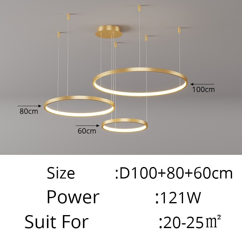 Contemporary Ring of Light LED Chandelier Suspended Circles Pendant Lights For Living Room Dining Room Reception Foyer Lighting