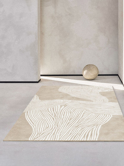 Luxurious Minimalist Beige Nordic Carpet Rug Subtle Patterned Large Area Rug For Living Room Bedroom Contemporary Home Carpeting