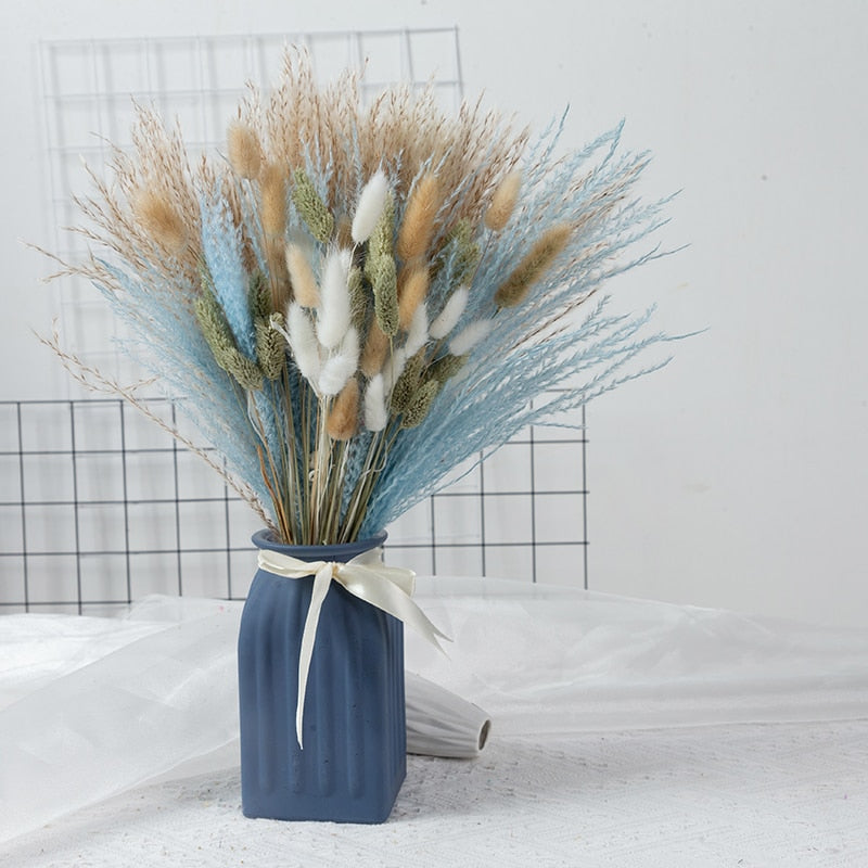 Natural Dried Pampa Grass Bouquet Boho Home Decor Phragmites Bouquet Dried Flowers Bouquet for Wedding Ramadan Decoration 80PCS