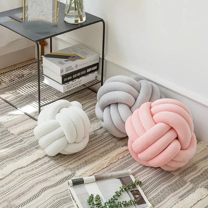 Big Knot Cushion Sofa Throw Pillow Soft Round Handmade Knotted Ball Car Bedding Stuffed Pillow For Bedroom Living Room