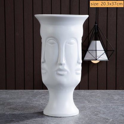 Modern Trendy Face Pot Contemporary Ceramic Human Face & Lips Flower Pot Vase For Floral Arrangements Creative Home Interior Decor