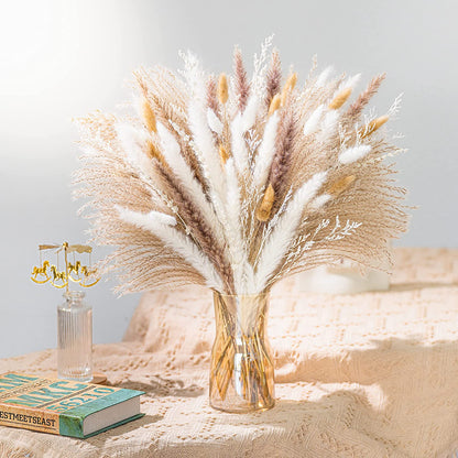 Natural Dried Pampa Grass Bouquet Boho Home Decor Phragmites Bouquet Dried Flowers Bouquet for Wedding Ramadan Decoration 80PCS