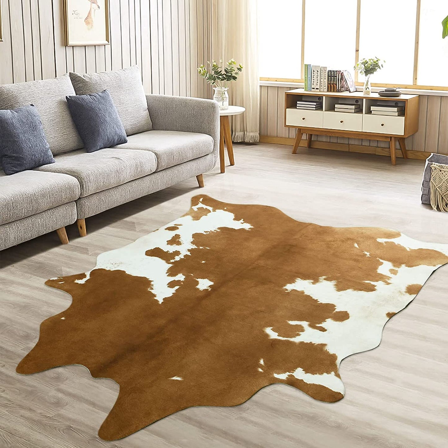 Modern Cowhide Fake Fur Rug For Living Room American Style Coffee Table Carpet Rug - 12 Styles, 3 Sizes