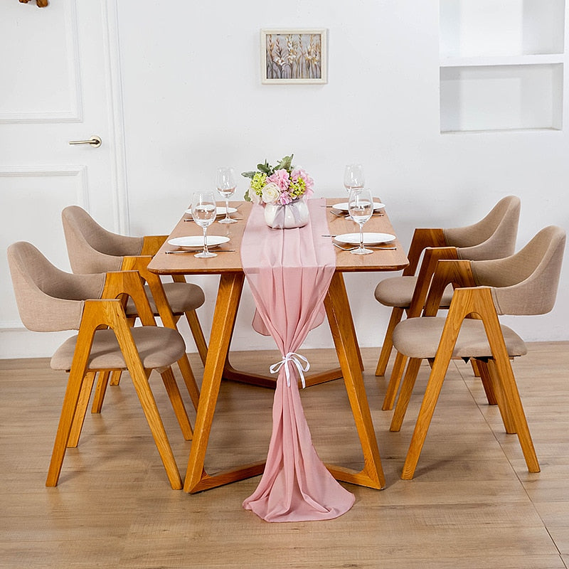 Elegant Chiffon Table Runner 30x300cm Table Drape Romantic Boho Table Runner Decoration for Wedding Birthday Party Bridal Valentine's Day Table Decoration