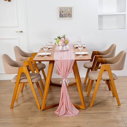 Elegant Chiffon Table Runner 30x300cm Table Drape Romantic Boho Table Runner Decoration for Wedding Birthday Party Bridal Valentine's Day Table Decoration