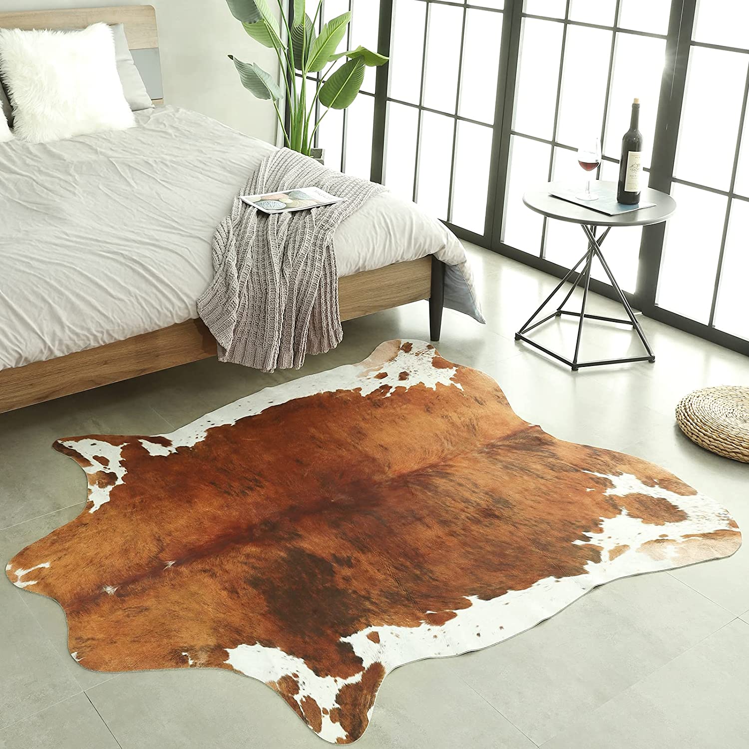 Modern Cowhide Fake Fur Rug For Living Room American Style Coffee Table Carpet Rug - 12 Styles, 3 Sizes