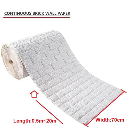 3D Brick Wallpaper Self-Adhesive Wall Covering Brick Wall Style Wall Decor Removable 3M Peel & Stick Wall Paper Rolls For Living Room Home Office Decor
