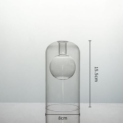 Modern Colorful Abstract Handcrafted Double-Layer Glass Vase for Hydroponic Plants and Flowers