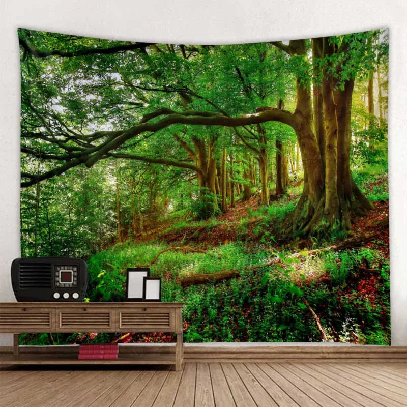 Exotic Natural Landscape Tapestry: Inspiring Waterfall Landscape and Forest Print - Bohemian Mandala Wall Decor with Calming Seascape Imagery