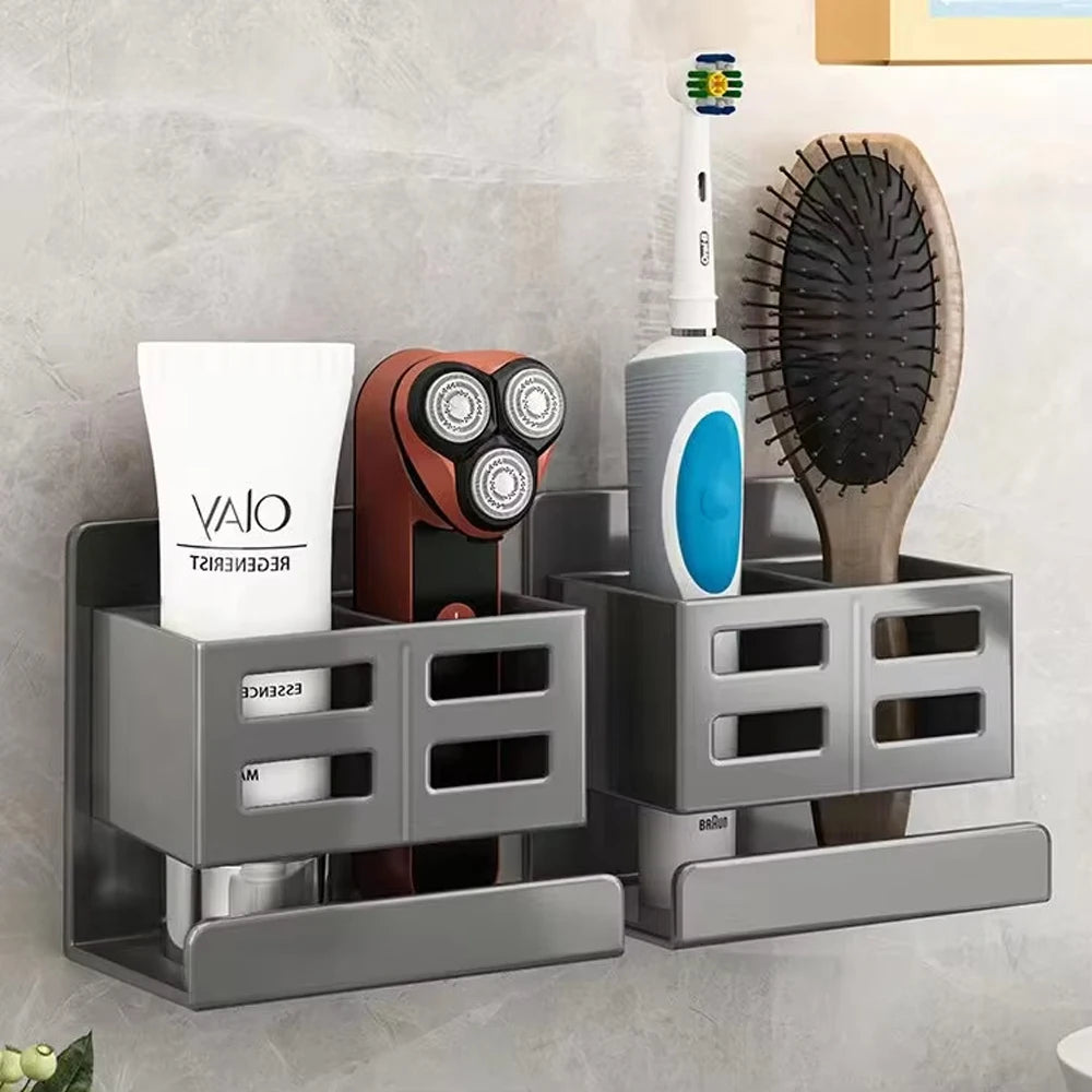 Multifunctional Washbasin Storage Rack – No Drilling Required - Sleek Wall Organizer for Toothbrushes, Razors & Bathroom Supplies