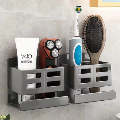 Multifunctional Washbasin Storage Rack – No Drilling Required - Sleek Wall Organizer for Toothbrushes, Razors & Bathroom Supplies
