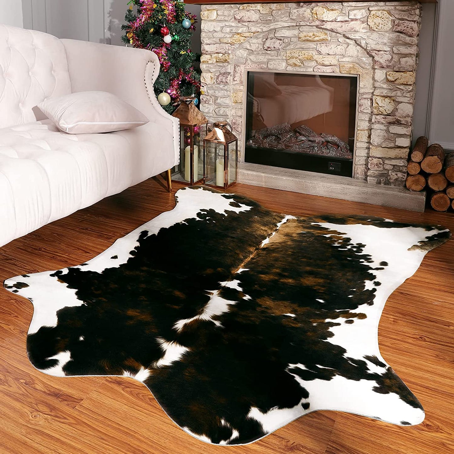 Modern Cowhide Fake Fur Rug For Living Room American Style Coffee Table Carpet Rug - 12 Styles, 3 Sizes