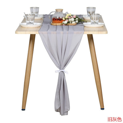 Elegant Chiffon Table Runner 30x300cm Table Drape Romantic Boho Table Runner Decoration for Wedding Birthday Party Bridal Valentine's Day Table Decoration