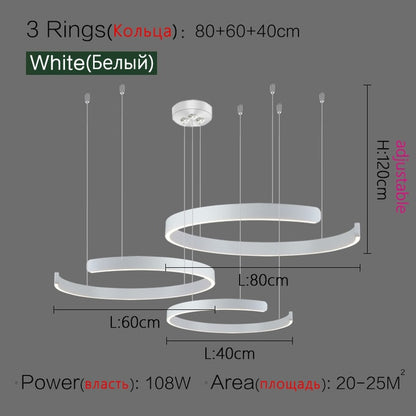 Minimalist Nordic LED Ring Chandelier Suspended Circle Pendant Lights For Living Room Dining Room Contemporary Interior Lighting