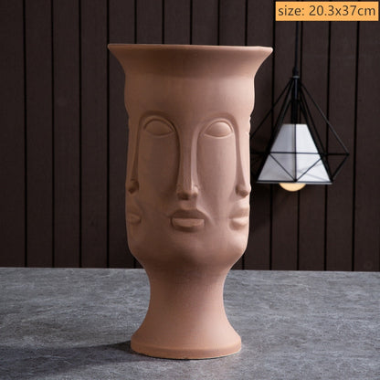Modern Trendy Face Pot Contemporary Ceramic Human Face & Lips Flower Pot Vase For Floral Arrangements Creative Home Interior Decor
