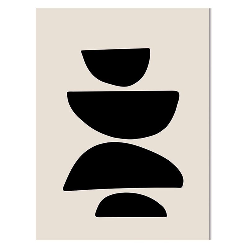 Modern Minimalist Black Beige White Wall Art Fine Art Canvas Prints Abstract Pictures For Living Room Dining Room Bedroom Wall Decor