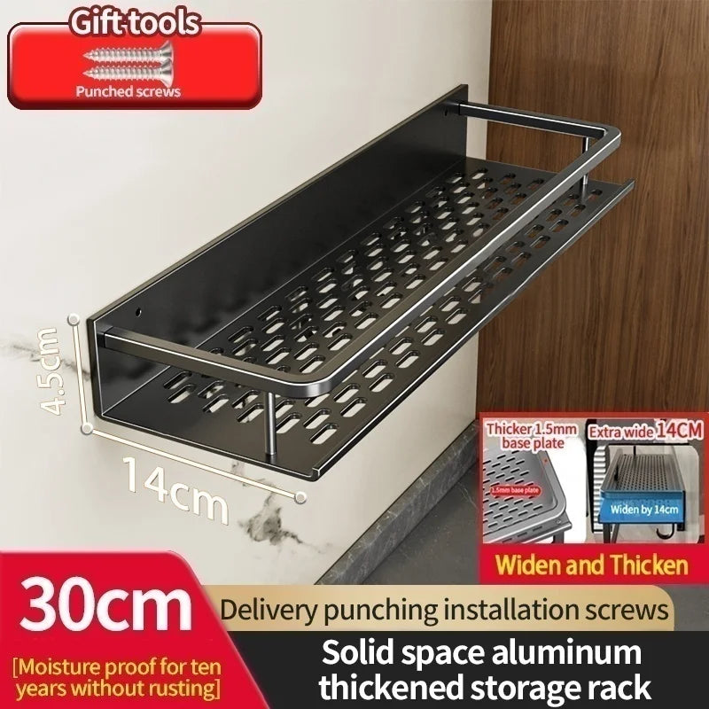 Multi-Purpose Aluminum Shelf Organizer – Modern Industrial Design Wall Shelf for Kitchen Storage & Bathroom Toiletries