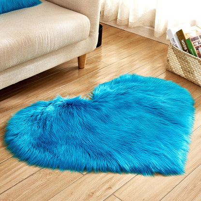 Soft Plush Fluffy Heart Rug Floor Mat For Living Room Bedroom Anti Slip Deep Pile Rug - Choose Your Color!