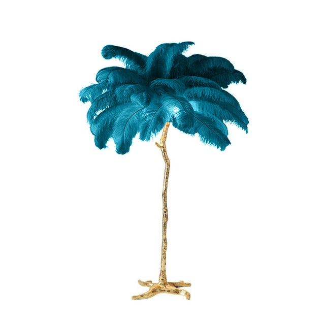 Nordic Light Luxury Ostrich Feather LED Floor Lamp Standing Modern Interior Lighting For Living Room Foyer