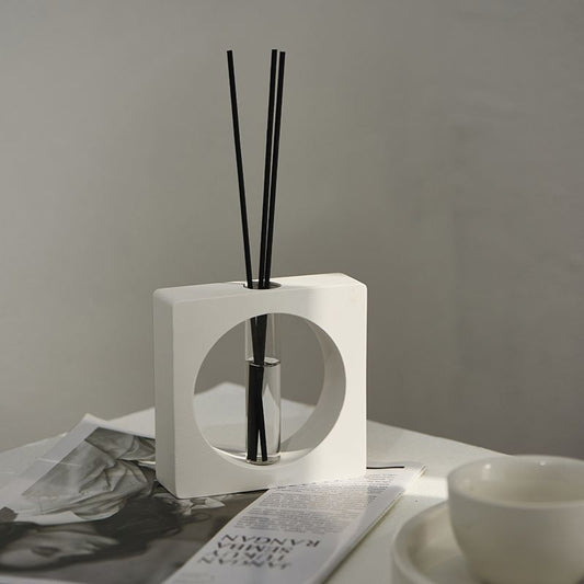 Contemporary Abstract Design Aroma Diffuser Jar With Minimalist Geometric Holder & Essentials Oil Sticks