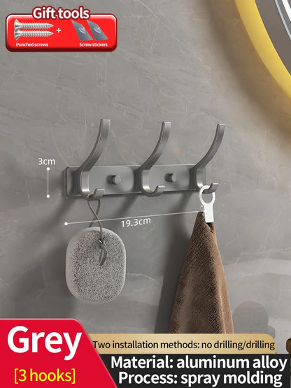 Modern Aluminium Door Hook Rails No Drilling Required - Sleek Metal Wall Hanging Organizer for Clothes, Coats & Accessories