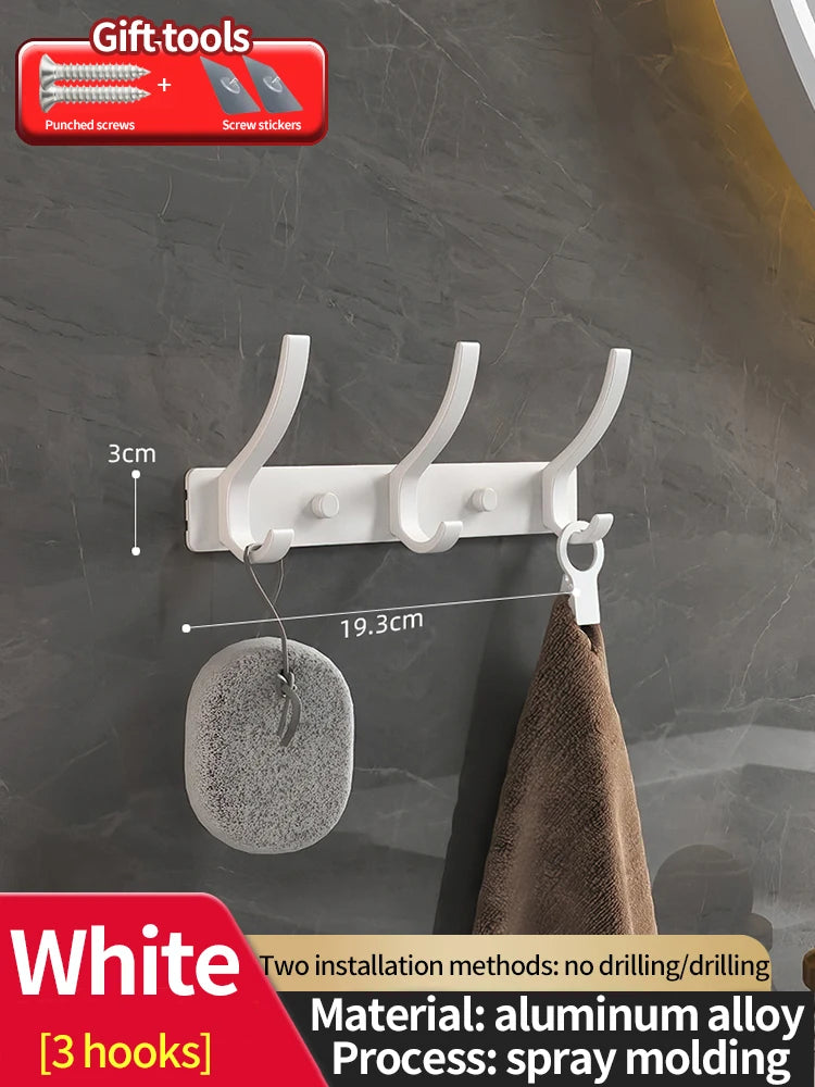 Modern Aluminium Door Hook Rails No Drilling Required - Sleek Metal Wall Hanging Organizer for Clothes, Coats & Accessories