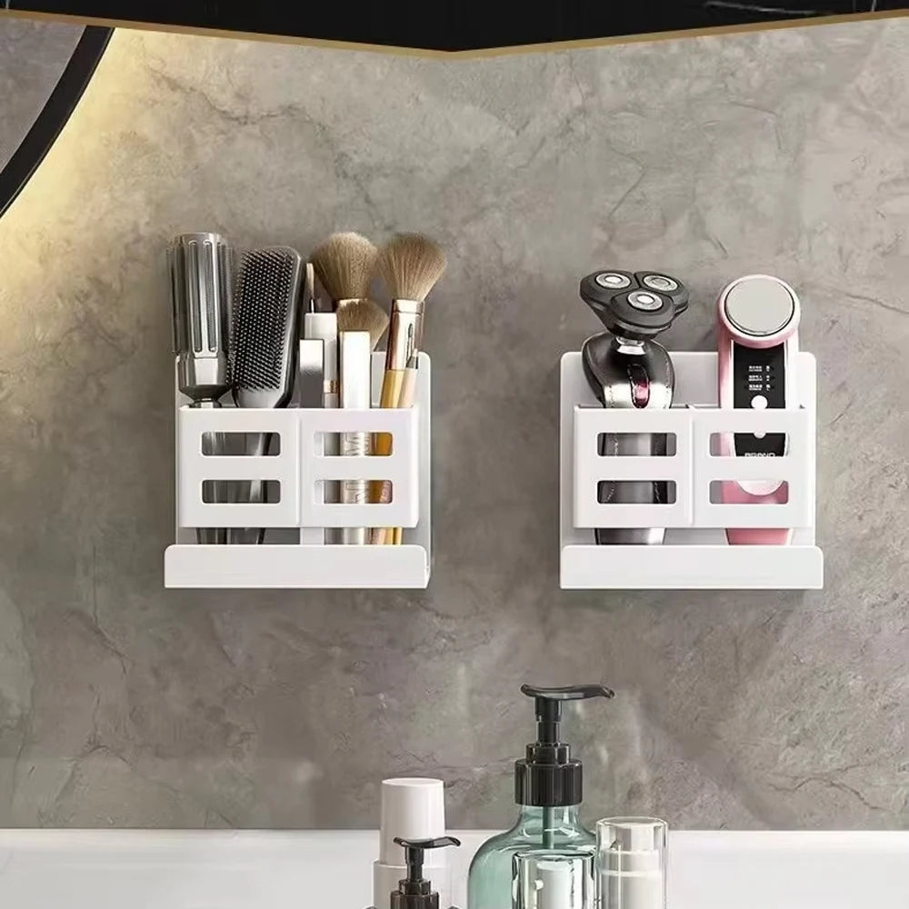 Multifunctional Washbasin Storage Rack – No Drilling Required - Sleek Wall Organizer for Toothbrushes, Razors & Bathroom Supplies
