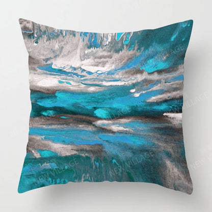 Modern Abstract Aqua Green Liquid Marble Print Cushion Cover Home Decor Sofa Throw Pillow Cover Multiple Sizes Available