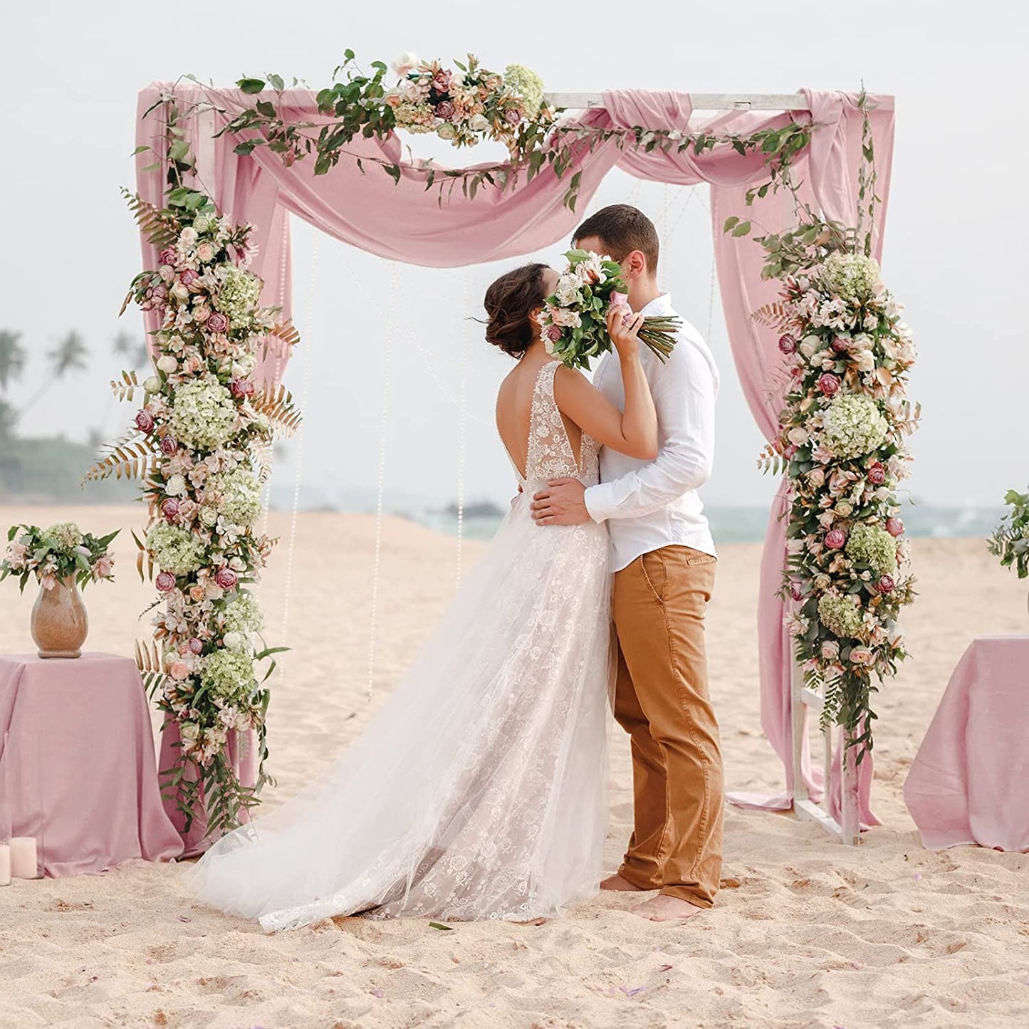 Elegant Chiffon Table Runner 30x300cm Table Drape Romantic Boho Table Runner Decoration for Wedding Birthday Party Bridal Valentine's Day Table Decoration