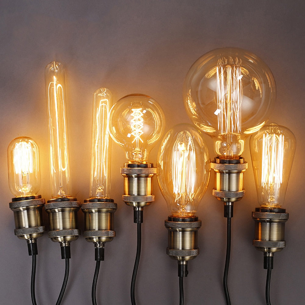 Vintage Style Dimmable Incandescent Filament Edison Light Bulb 40W 220V With E27 Base for Retro Lamp Fittings and Chandeliers