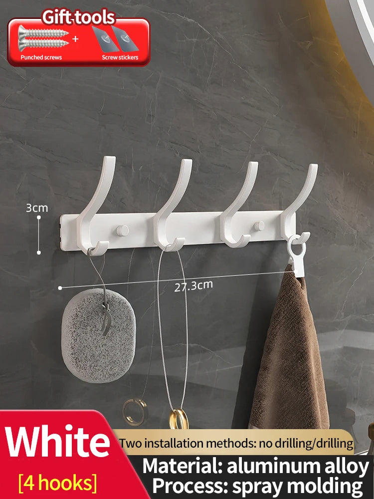 Modern Aluminium Door Hook Rails No Drilling Required - Sleek Metal Wall Hanging Organizer for Clothes, Coats & Accessories
