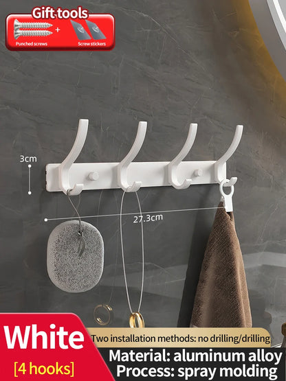 Modern Aluminium Door Hook Rails No Drilling Required - Sleek Metal Wall Hanging Organizer for Clothes, Coats & Accessories