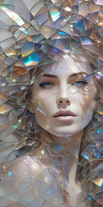 Abstract Colorful Broken Woman Face Portrait Posters: Modern Aesthetic Canvas Print Wall Art for Your Walls