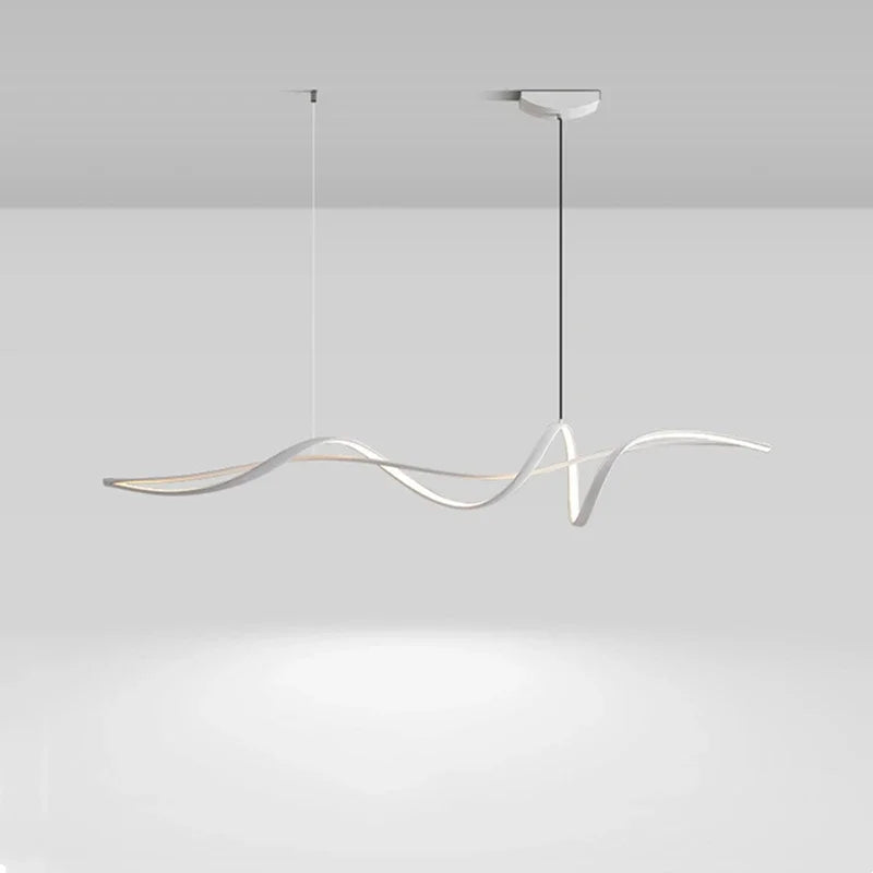 Flowing Ribbon Minimalist Designer Lighting LED Chandelier For Dining Island Aluminum Modern Living Room Kitchen Dining Room Table Decor