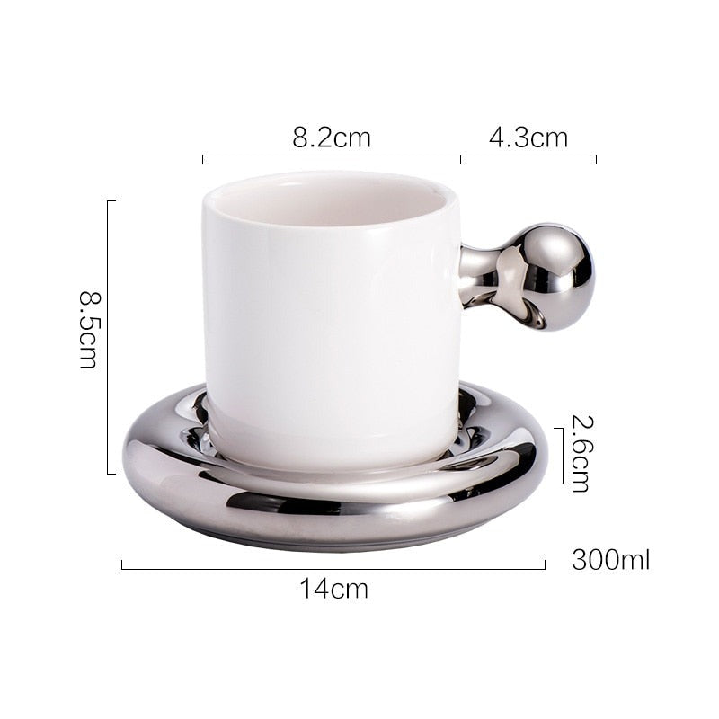 Personalized Mug Silver Ceramic Mug Coffee Cup For Drinking Tea In The Afternoon Nordic Style Teacher Gift