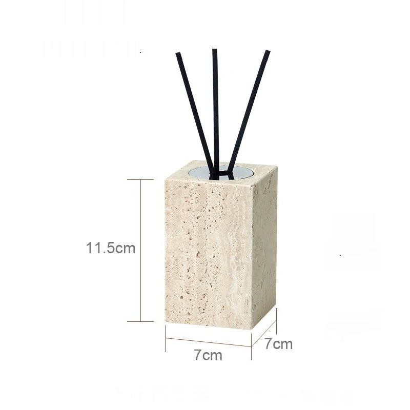 Solid Travertine Marble Bathroom Accessories – Natural Beige Stone Soap Dispenser, Tissue Box, Toilet Brush Holder, Soap Dish, Reed Diffuser & Vanity Tray