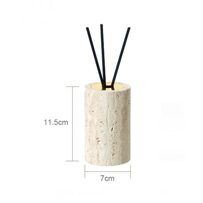 Solid Travertine Marble Bathroom Accessories – Natural Beige Stone Soap Dispenser, Tissue Box, Toilet Brush Holder, Soap Dish, Reed Diffuser & Vanity Tray