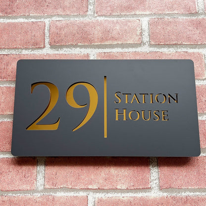 Personalized Laser Engraved 3D Floating House Number 28cm x 15cm Name Plate Matte Black Matte Gray Silver Gold 