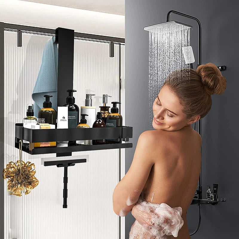 Movable Modular Bathroom Shelving Unit – Steel Shower Organizer No-Drilling Multi-Function Bathroom Storage Racking