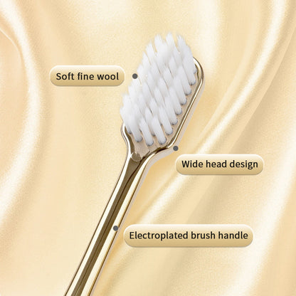 Luxury Toothbrush Gold & Silver Soft Bristle Dental Toothbrush Elegant Gentle Stylish Washroom Accessories For Luxury Bathroom