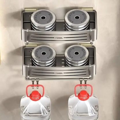 Modern Aluminum Bathroom Shelves Wall Towel Rack Mounted Shower Fixtures Fittings No Drilling Design For Washroom Toiletries Cosmetics And Bathroom Accessories