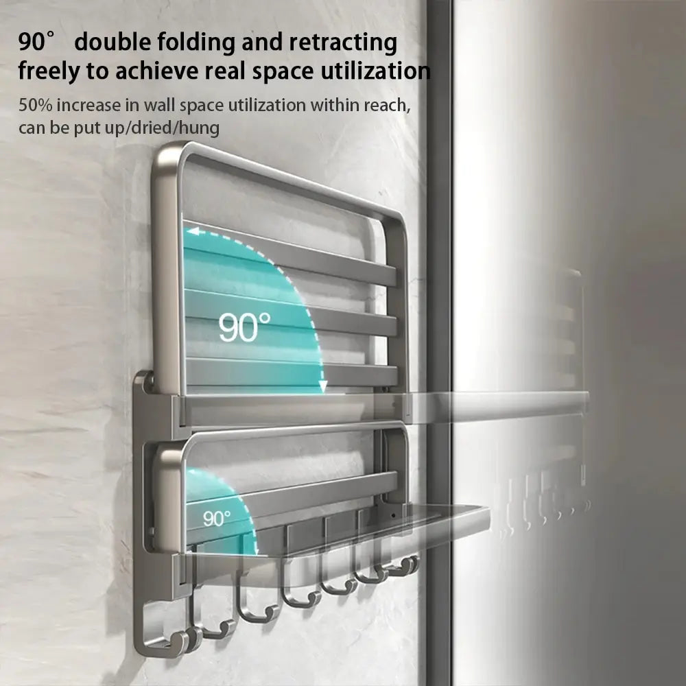 Bi-Fold 24 Inch Towel Rack: Versatile, Rust-Proof, Wall-Mounted Bathroom Storage Solution