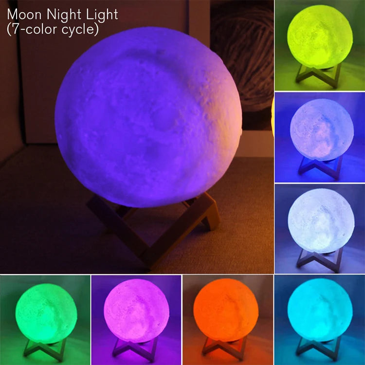 Moon Night Light LED 3d Spherical Lamp – Soft Ambient Bedroom Decor, Indoor Mood Lighting & Bookshelf Accent Light