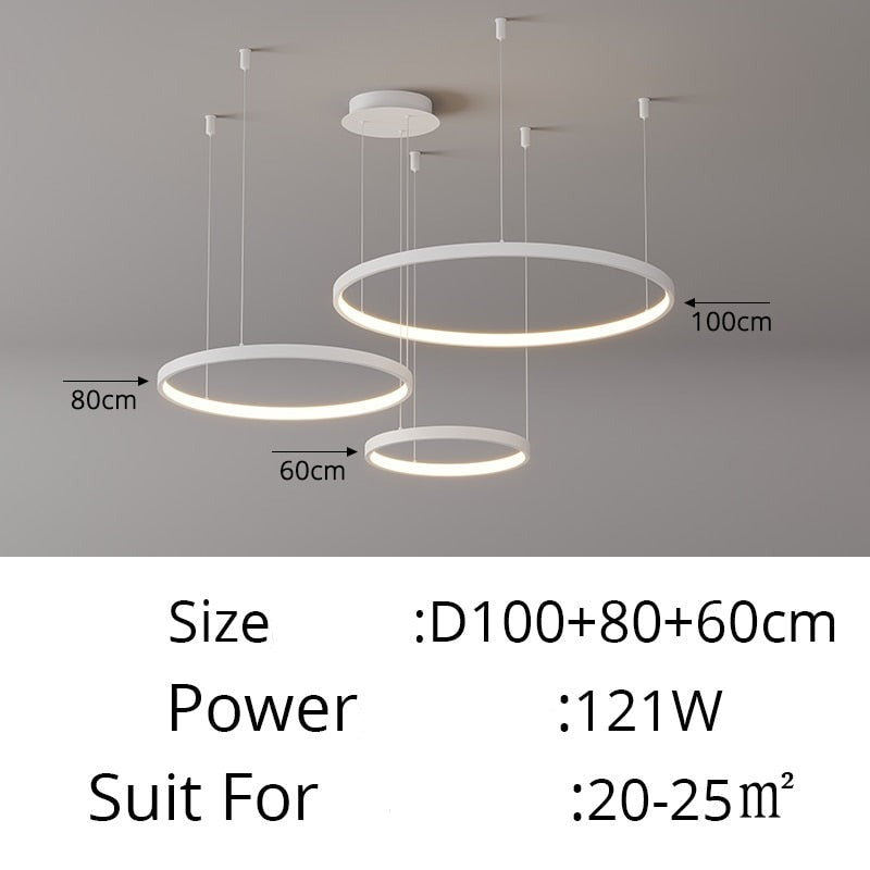 Contemporary Ring of Light LED Chandelier Suspended Circles Pendant Lights For Living Room Dining Room Reception Foyer Lighting