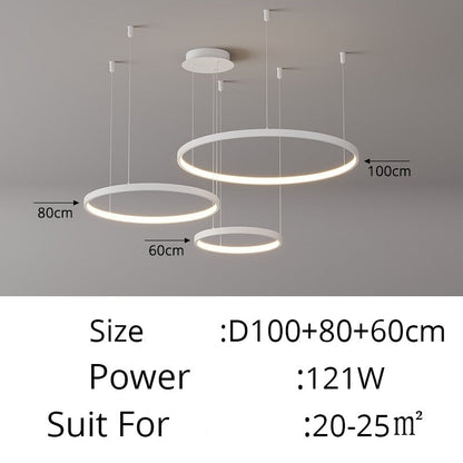 Contemporary Ring of Light LED Chandelier Suspended Circles Pendant Lights For Living Room Dining Room Reception Foyer Lighting