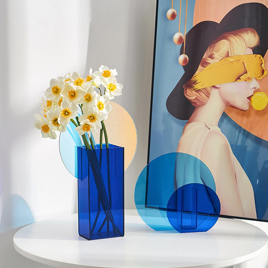 Modern Abstract Colorful Perspex Vases For Table Top Flower Arrangement Stylish Home Decor Accessories For Contemporary Interiors